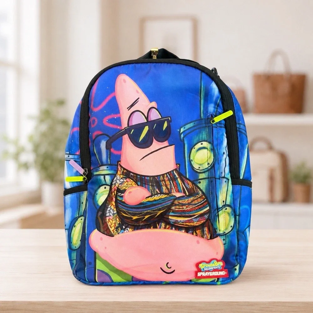 Sprayground x SpongeBob Patrick Notorious P.A.T. Backpack Blue Pink Book Bag
